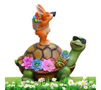 Solar Garden Statue, Charming Animals Figurine Light, Bunny Turtle Decor with Solar Powered Glow, Resin Sculpture Accent, Landscape Decor with Whimsical Style, Lawn Ornament for Night and Pathway Use