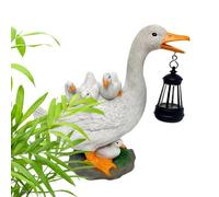 Solar Garden Statue - Duck Sculpture with Lantern Light, Waterproof Sunproof Outdoor Decor with Auto on Off Sensor, Solar Powered Yard Ornament for Lawn Patio Porch Pathway Courtyard Decoration
