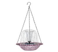 Solar Hanging Bird Bath Fountain - Automatic Waterfall for Birds | Decorative Glass Bowl Solar Pump for Garden | Ƒor Hummingbirds Terrace Decor, No Electricity Cascading Flow Wildlife Attraction