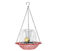 Solar Hanging Bird Bath Fountain - Automatic Waterfall for Birds | Decorative Glass Bowl Solar Pump for Garden | Ƒor Hummingbirds Terrace Decor, No Electricity Cascading Flow Wildlife Attraction