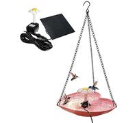 Solar Hanging Bird Bath Fountain | Heart-Shaped Waterfall Bird Feeder With Pump PP Iron ABS 23,5 × 25 × 500 g Decorative Garden Wildlife Attraction Outdoor Patio Balcony Yard | Hummingbird Robin Natur