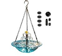 Solar Hanging Bird Bath Fountain with Waterfall | PP/Iron/ABS, 23.5cm Bowl, 7V Solar Pump | Outdoor Hanging Hummingbird Bath for Garden & Yard | Glass Bowl Śolar Fountain with Chain & Accessories