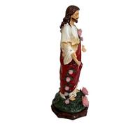 Solar Jesus Garden Statue 18cm Resin With LED Rose Light