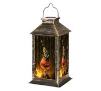 Solar Lantern Funny Frog Red Mushroom Magical Forest Cartoon Art Outdoor Waterproof Garden Hanging Lantern Solar Powered Lighting Outside Table Lamp for Patio Deck Camping Garden