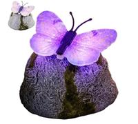Solar LED Butterfly Garden Stepping Stone - Glowing Resin Pathway Pebble