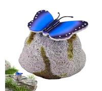 Solar LED Butterfly Garden Stepping Stone - Glowing Resin Pathway Pebble