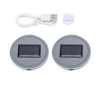 Solar LED Cup Holder Mat 2 Pack | RGB 7 Color Changing Illumination | USB & Solar Source for Cars/Trucks/SUVs | Secure Grip Bottle Base with Auto on/Off