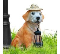 Solar LED Dog Statue for Garden, Cute Puppy Figurine with Lantern, Solar-Powered Outdoor Dog Yard Decor, Soft Glowing Light for Pathways, Patio, Porch, and Flower Beds, 7.48x6.3x3.94 in