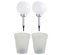 Solar LED Pot de fleurs sphérique solaire Pot de fleurs lumineux Décoration de jardin Lampe solaire Lampe d'extérieur Lampe sphérique, blanc satiné, batterie LED, set de 4 pièces