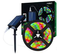 Solar LED Strip Outdoor 5M 280LEDs Solar Powered Color Changing RGB LED Strip with 8 Lighting Modes Waterproof IP67 Decorative