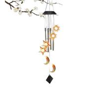 Solar Light Wind Chimes, 5.12x19.29 Inches Outdoor Solar Powered Chime Lights, Moon & Star Design, Waterproof Ambient Lighting for Garden, Patio, Yard, Window Decorations