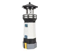 Solar Lighthouse, 360 Degree Rotating Lighthouse Decoration Fadeless Resin LED Garden Patio Beacon for Outside Yard Balcony Lawn (Black)