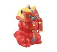 Solar LightSensing LuckyCat avec mouvement automatique de tête sur le thème de la danse du lion pour voiture et maison (rouge)