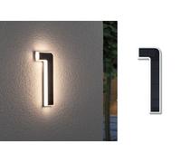 Solar Numéro de maison lumineux LED avec batterie interchangeable Numéro 1 IP44 3000K 6lm Noir