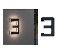 Solar Numéro de maison lumineux LED avec batterie interchangeable Numéro 3 IP44 3000K 6lm Noir Noir G