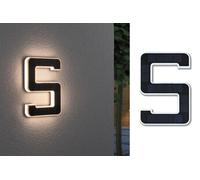Solar Numéro de maison lumineux LED avec batterie interchangeable Numéro 5 IP44 3000K 6lm Noir
