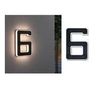 Solar Numéro de maison lumineux LED avec batterie interchangeable Numéro 6 IP44 3000K 6lm Noir Noir G