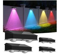 Solar Outdoor Garden Light IP65 Waterproof Wall with RGB Modes LED Lens for Fence Patio