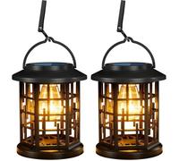 Solar Outdoor Hanging Lantern, Decorative Solar Lantern with Warm White Light Tungsten Effect Light, Solar Light Outdoor