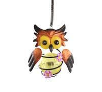 Solar Owl Light, 10.7cm Outdoor Garden Lanterns, Metal Hanging Lantern with LED Warm Light, Waterproof Solar Powered Decorative Night Lamp, Automatic Dusk to Dawn Sensor Lighting for Yard, Backyard