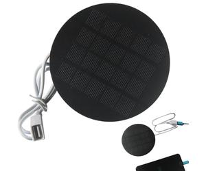 Solar Panel For Camera - 6.2 Inches 1.2W 5V USB Waterproof Charger, Portable Round Solar Power Panel | Crystalline Silicon Backup Charger, For Security Cameras, Phones, Fans, Camping, RV, Travel And O