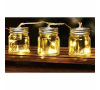 Solar-Party-Lichterkette Avec 8 LED Jars Blanc Chaud Avec Clignotant Déco