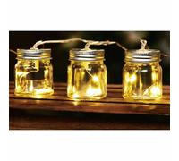 Solar-Party-Lichterkette Avec 8 LED Jars Blanc Chaud Avec Clignotant Déco