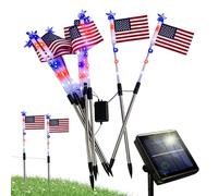 Solar Path Lights, Outdoor Flag Lamp Set, 6Pack Garden Lights Auto OnOff, ABS Stake Lamp Waterproof Design, Pathway Lighting Decor Red White Blue, Garden Patio Yard Use 5.71x3.94 inches