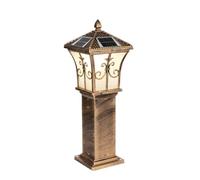 Solar Pillar Outdoor Lamp Bronze Pole Lighting with Remote Control Street Light for Lawn Patio Yard Pathway Garden