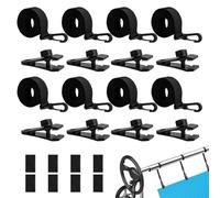 Solar Pool Cover Straps for Reel - 24pcs Solar Blanket Straps Kit | Pool Solâr Cover Strâps with hooks 8 Strâps 8 Clips and eight Touch Fasteners | Uv-Resistant with Hooks Clips Replacement