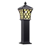 Solar Post Lamp Outdoor Pillar Lighting with Remote Control Pole Street Light for Garden Fence Deck Mailbox Yard Porch(A(Black),Large)