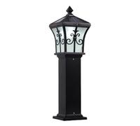 Solar Post Lamp Outdoor Pillar Lighting with Remote Control Pole Street Light for Garden Fence Deck Mailbox Yard Porch(B(Black),Small)