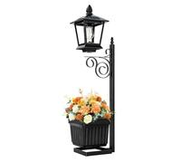 Solar Post Light With Planter - 2-in-1 Outdoor Solar Lamp With Flower Pot, Garden Urn, Pathway Lights With Planter | Sun-powered Beacon Box For Outdoor Patio Porch Backyard Lawn Deck Balcony
