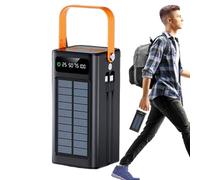 Solar Power Bank 120W, 50000mAh Portable Battery Pack with Built-in Cables, LED Light, 4 Output Ports and 3 Input Options, Heavy-Duty Charger for Mobile Devices, Camping, Hiking, Backpacking, Outdoor