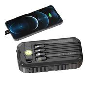 Solar Power Bank - Capacité de 20 000 mAh Conception de manivelle | Chargeur de téléphone portable avec câbles intégrés, lampe de poche stroboscopique SOS, batterie externe pour randonnée, survie