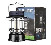 Solar Power Lantern, Outdoor Waterproof Tent Light Rechargeable, Portable Vintage Solar-Powered Landscape Lamp for Courtyard Decoration, Camping & Garden Lighting