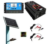 Solar Power System, Kit 18 W 12, V Solar Panel, 30 A Charge Controller | Kit multifonction complet solaire, avec inverseur solaire, Sturdy for extérieur, camping Trips, Dining, Room