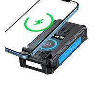 Solar Powerbank - Banque d'alimentation à manivelle avec lumière LED | Powerbank sans Fil Pliable, Fonction d'alarme SOS intégrée et Boussole pour Les Cyclistes en randonnée