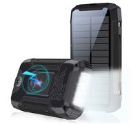 Solar Powerbank Batterie externe sans fil avec panneau solaire Charge rapide et fourniture d'énergie 30 000 mAh Noir imoshion
