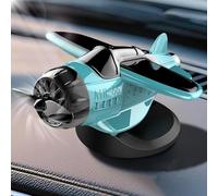 Solar Powered Airplane Shaped Car Ornaments,Solar Powered Airplane for Car,Aircraft Model Interior Decor Auto Propeller Airplane Display Motion Activated Vehicle Decoration (Blue)