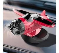 Solar Powered Airplane Shaped Car Ornaments,Solar Powered Airplane for Car,Aircraft Model Interior Decor Auto Propeller Airplane Display Motion Activated Vehicle Decoration (Red)