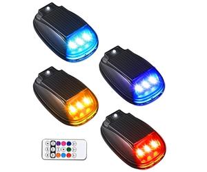 Solar Powered Cab Lights - Led Marker Lights for Motorcycle Vehicles | Smart Sensing Waterproof Automotive Accessories, Energy-Saving Roof Signal Lamps, Lighting Kit for Night Driving, 10x6x3.8cm ABS