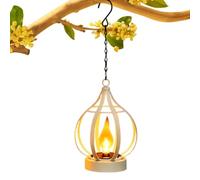 Solar Powered Flame Lantern - Hollow Metal Garden Hanging Light