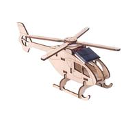 Solar Powered Helicopter - Wooden Airplane - Puzzle Building Toy, Craft Model Kit for Boys Education Game Home Display