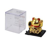 Solar Powered Lucky Cat 2 inch Mini Cute Solar Waving Cat Lucky Wealth Welcoming Cat for Home Car Decoration Solar Powered Lucky Cat (Or)