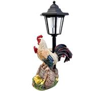 Solar Powered Rooster Garden Light - Farmhouse Chicken Statue Decoration with Lantern | Weatherproof Resin Outdoor Sculpture, Pathway Patio Yard Art Ornament for Mother Day Birthday Gift