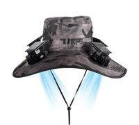 Solar Powered Wide Brim Sun Hat with 4 Fan Heads for Outdoor Cooling
