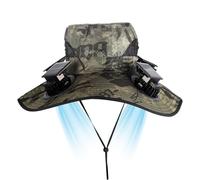 Solar Powered Wide Brim Sun Hat with 4 Fan Heads for Outdoor Cooling