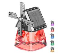 Solar-Powered Windmill Aroma Car Air Freshener, Windmill Design Solar Energy Rotating Aromatherapy, Solar Windmills Aroma Car Air Freshener Perfume, Auto Interior Decorati (Red_MeiGu)