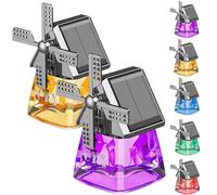 Solar-Powered Windmill Aroma Car Air Freshener, Windmill Solar Car Perfume Air Freshener Perfume, Auto Interior Decoration, Deodorizing Fragrance, Suitable for Cars, Homes, and Offices (Yellow+Purple)